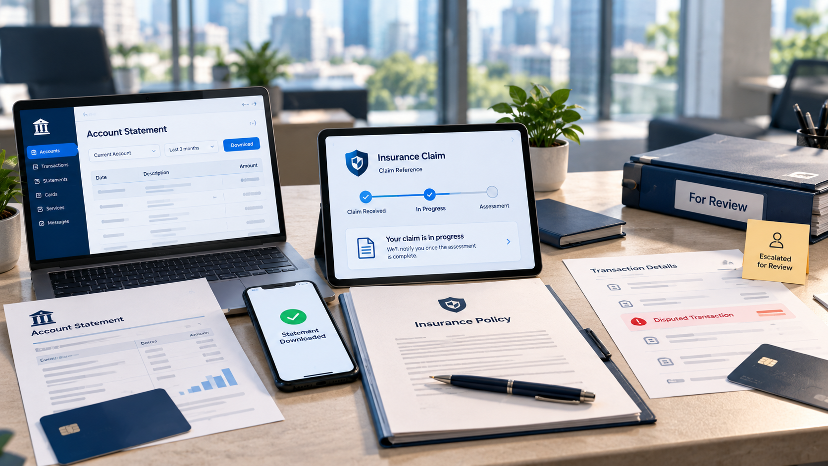Financial service requests across banking and insurance channels